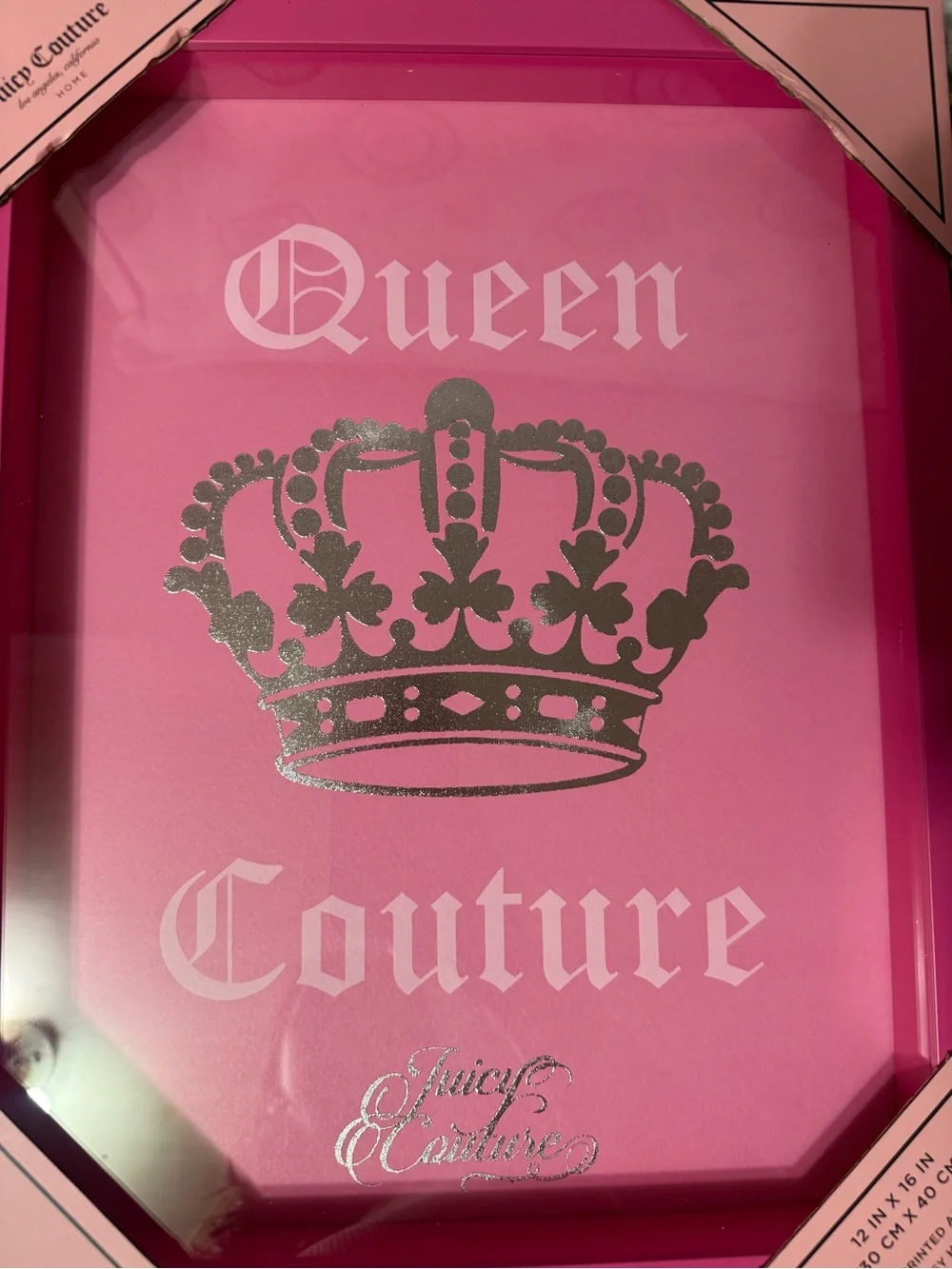 Juicy Couture Hot Pink 'Queen Couture' Decorative Tray with Silver Crown